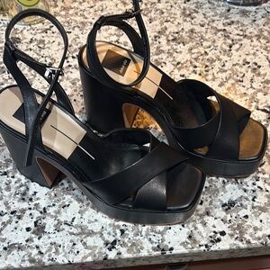 Black Strappy Block Heel Sandals